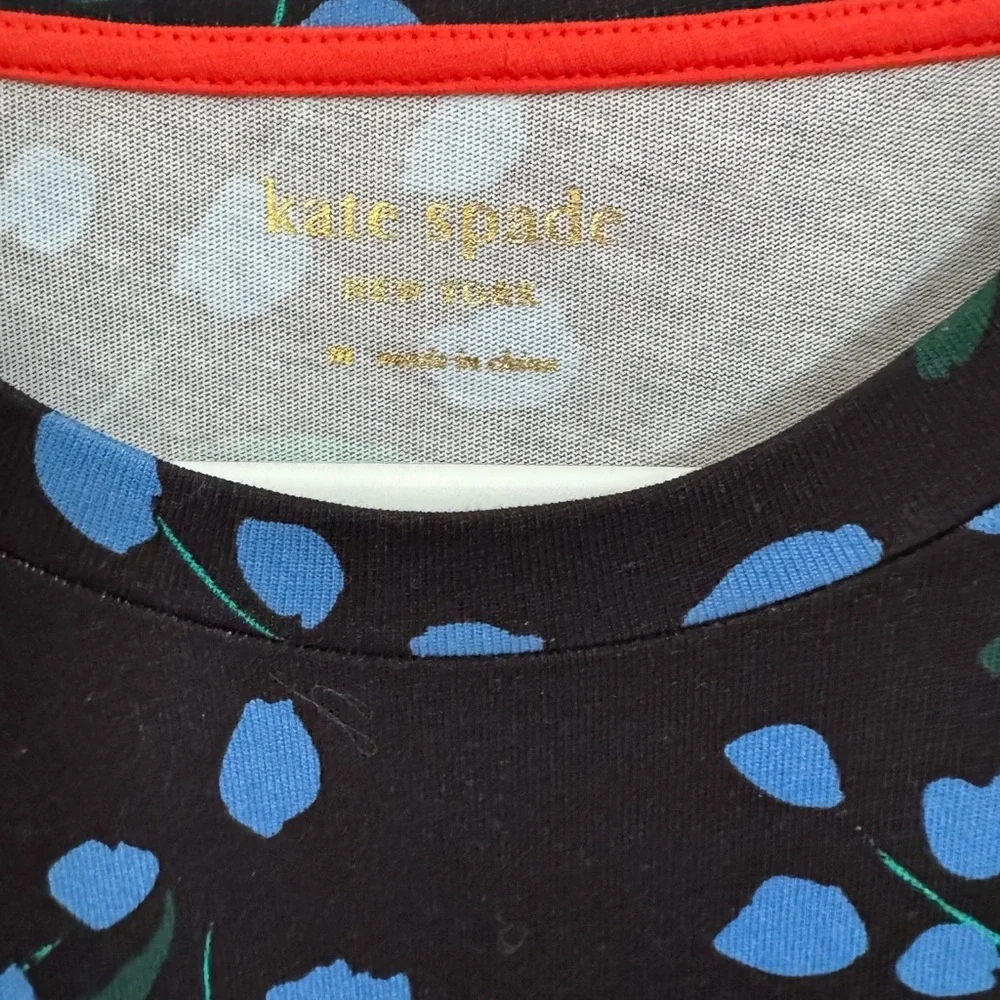 NWT Women's Kate Spade Floral Sea Breeze Tee Dress Black Blue Size